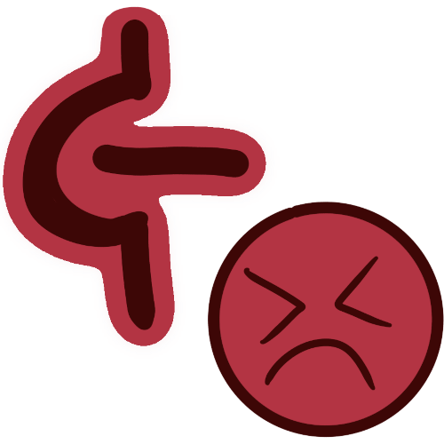 image of a nongraphic symbol for sex next to a disgusted red face